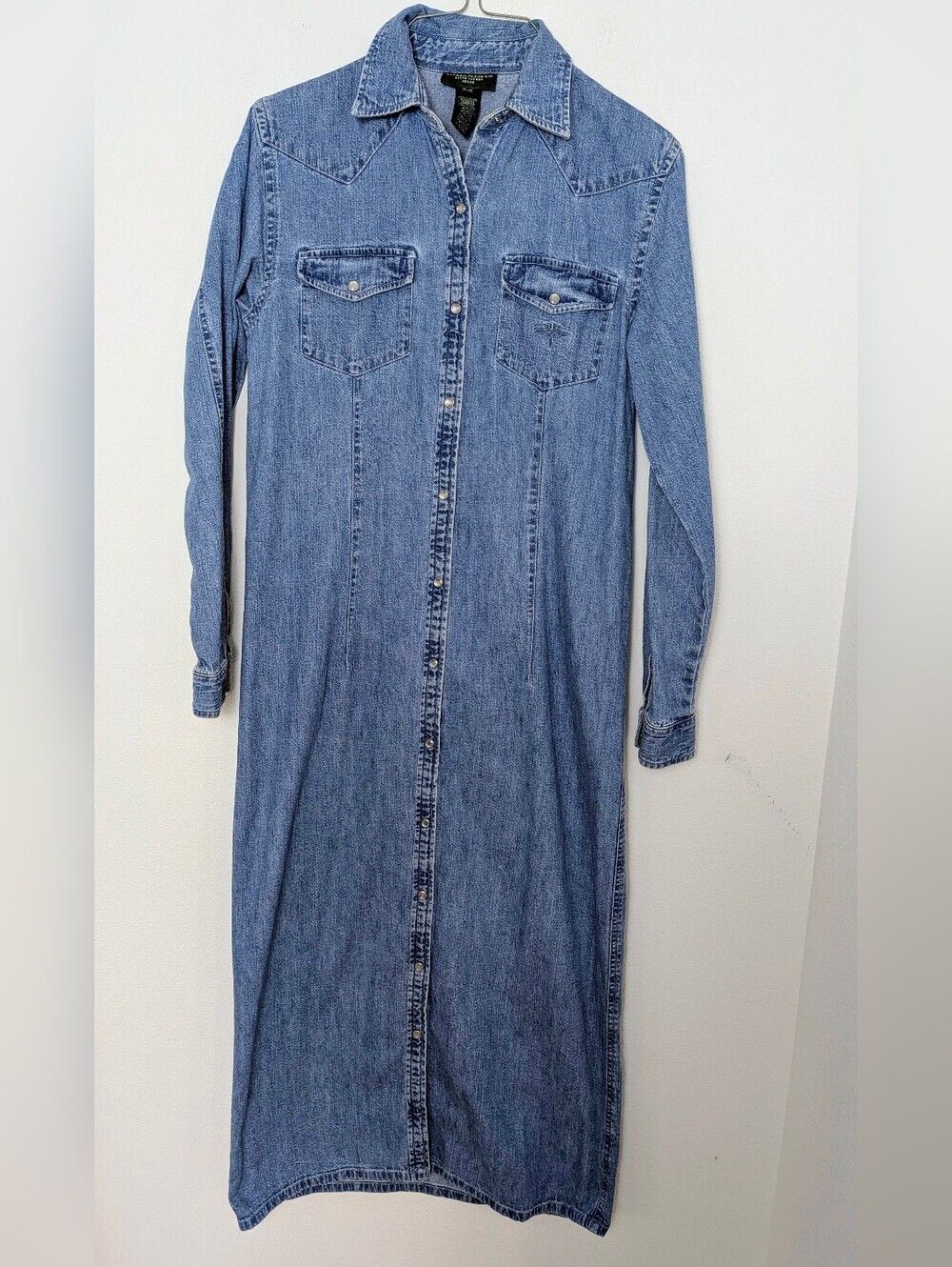 Women's Lauren Ralph Lauren Blue Western Denim Long Shirt Dress Petite S EUC